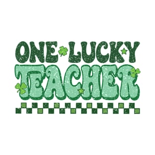 One Lucky Teacher Groovy St Patrick's Day Teacher Gift Idea T-Shirt