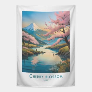 Vintage Retro Cherry Blossom Art Japan Tapestry