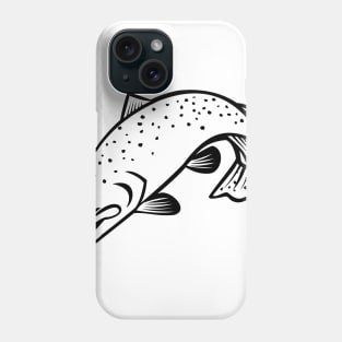 Steelhead Columbia River Redband Trout or Coastal Rainbow Trout Jumping Cartoon Black and White Phone Case