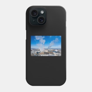 Power plant emitting smoke to the atmosphere Phone Case