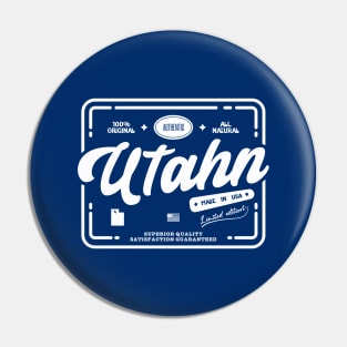 Authentic Utahn Cool Vintage Light Stamp Print Utah Resident Gift Pin