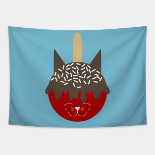 Candy Apple Cat With Background Tapestry