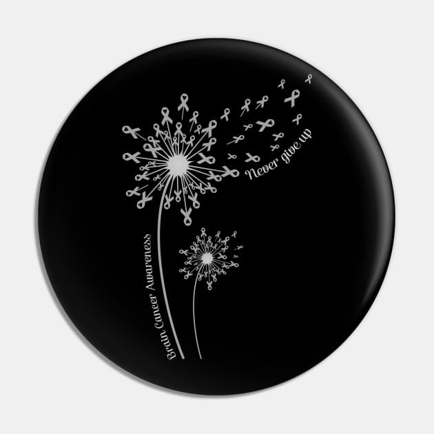 Dandelion Brain Cancer Awareness Never Give Up Pin by Elliottda