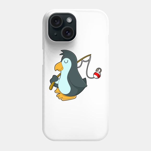 Penguin at Fishing with Fishing rod - Fishes - Phone Case