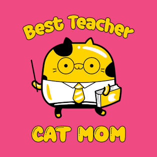 Best teacher and cat mom, funny cartoon cat T-Shirt