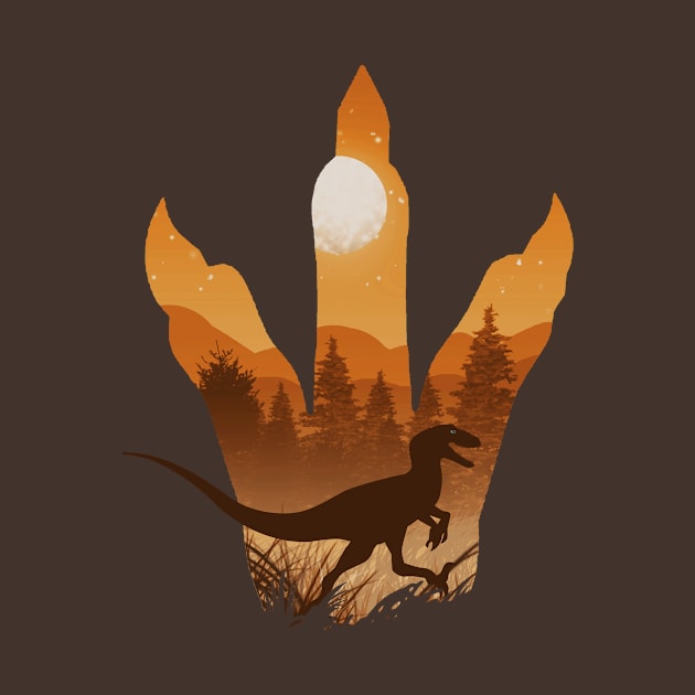 Dinosaur Silhouette Velociraptor Night • Brown by FalconArt