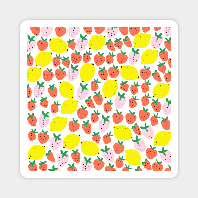 Cute Strawberry and Lemon Pattern Magnet by kapotka