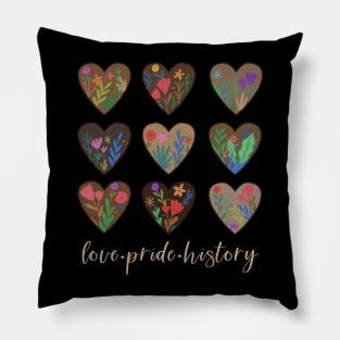 African American Love Pride History Melanin Skin Tone Hearts Pillow