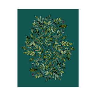 Seasonal branches and berries - green on green T-Shirt