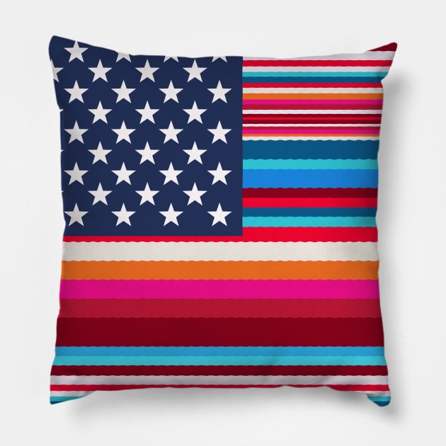 Proud Mexican American // Serape American Flag // USA Serape Pillow by Now Boarding