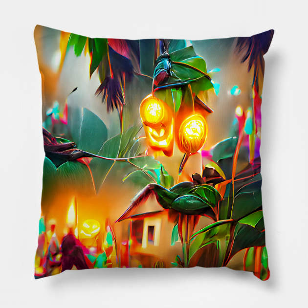 Halloween Lights in the Jungle Pillow by Designso