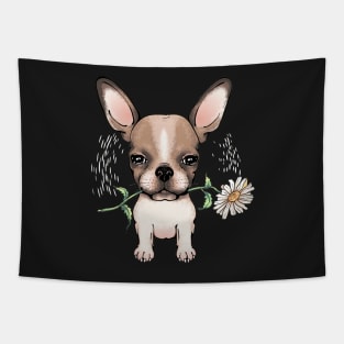 Cute chihuahua with flower T-Shirt Tapestry
