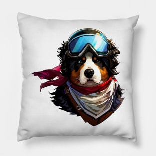 Cute Bernese Mountain Dog Adventurer Portrait Pillow
