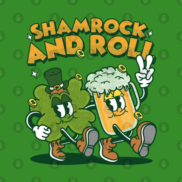 Shamrock and roll st patricks day retro cartoon by opippi