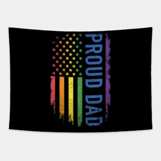 Proud dad with US flag for pride month family Tapestry