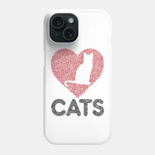 Love Cats Heart Distressed Circle Design Phone Case