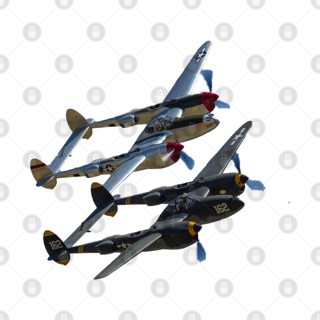 P-38s Formation No Background by acefox1