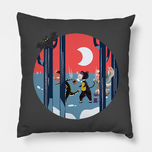 Halloween night in forest Pillow by SkyisBright