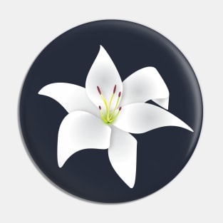 White Lily Flower Pin