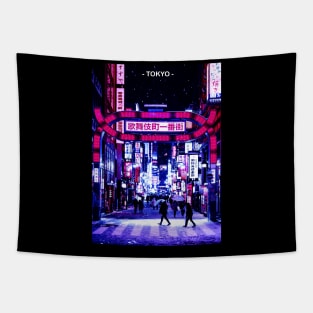 Tokyo Street Neon Synthwave Tapestry