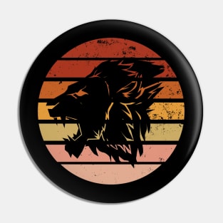 Retro Sunset Lion Head Pin