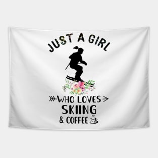 Just A Girl Who Love Skiing And Coffee T-Shirt Tapestry