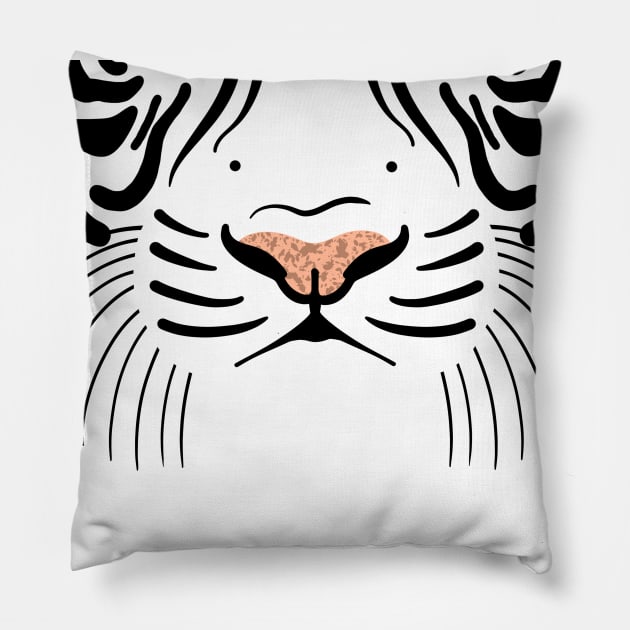 White Tiger face Pillow by cariespositodesign