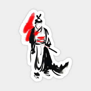 Japanese samurai calligraphic ink painting Magnet