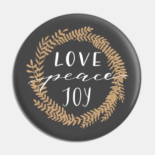 Love Peace Joy Christmas Wreath Design Pin