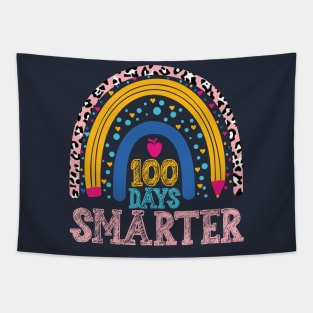 100 Days Smarter teacher rainbow, Happy 100th Day Of School Tapestry