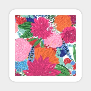 Pretty Hand Painted Colorful Flowers Magnet