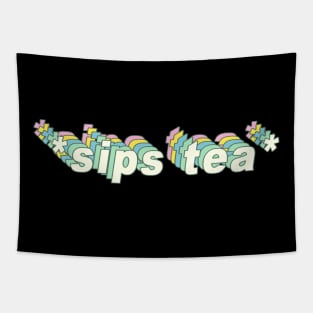 Sips Tea Retro Design - Funny Popular Girly Saying Tapestry