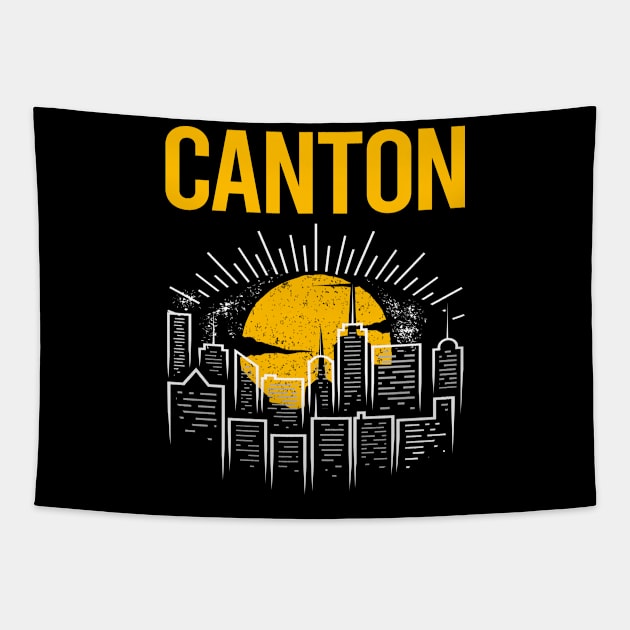 Yellow Moon Canton Tapestry by flaskoverhand