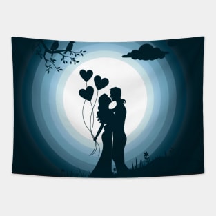 Couple love feel Graphic landscape vactor Art Tapestry