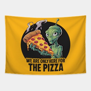 Alien Pizza Encounter Tapestry