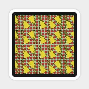 Red dots Green Background Handbell Pattern Magnet