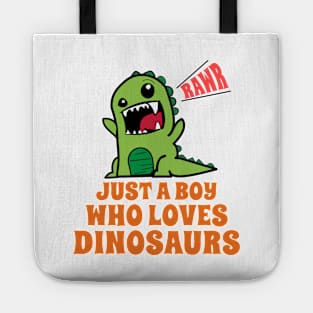 Just A Boy Who Loves Dinosaurs Tote