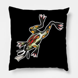 Diving Frog Tattoo Design Pillow