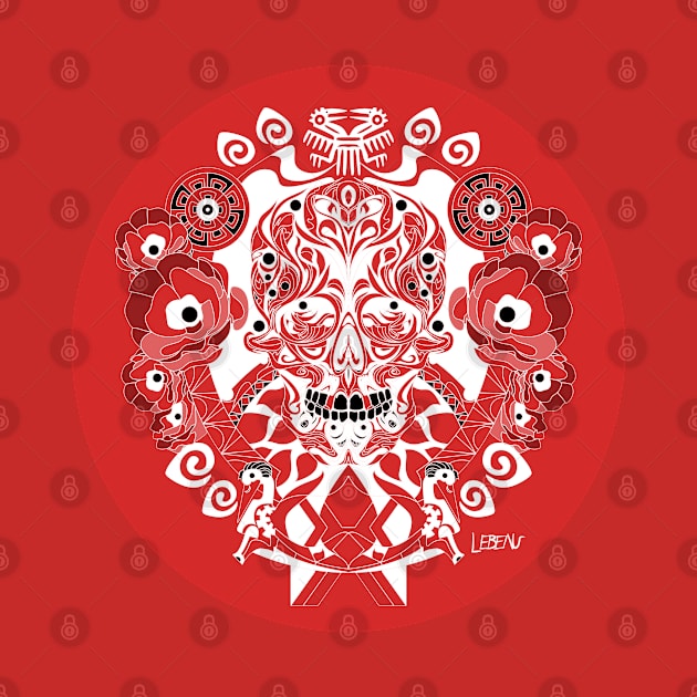 red rose crimson dawn ecopop tree of life catrina skull monster art by jorge_lebeau