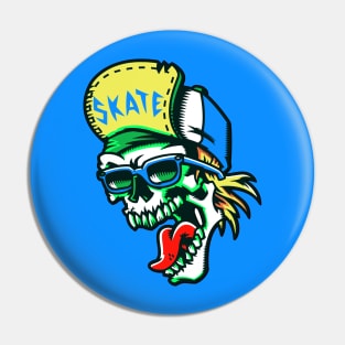 Gnarly Skater Skeleton Pin