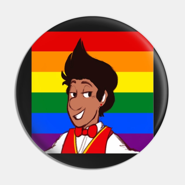 Humanized James the Red Engine: Gay Pride Pin by sleepyhenry