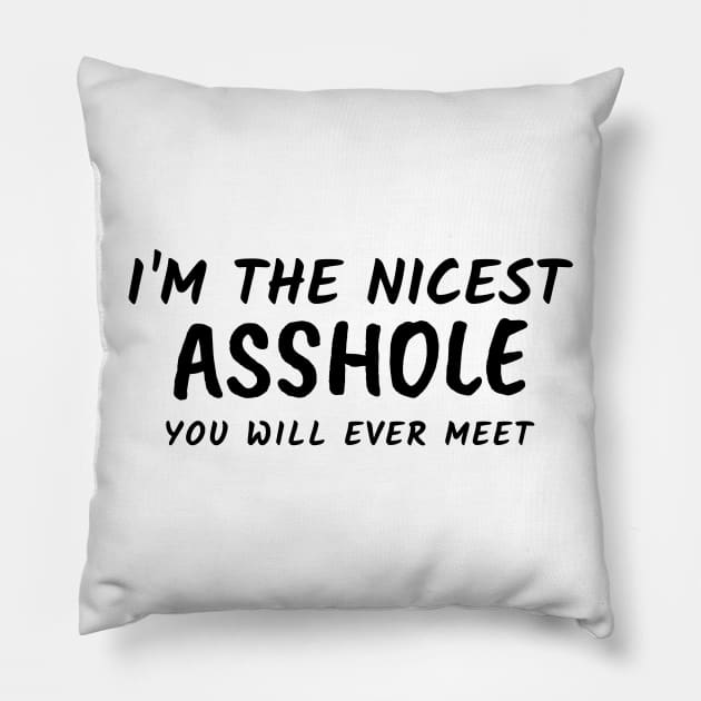 I'm The Nicest Asshole You Will Ever Meet Pillow by Andonaki