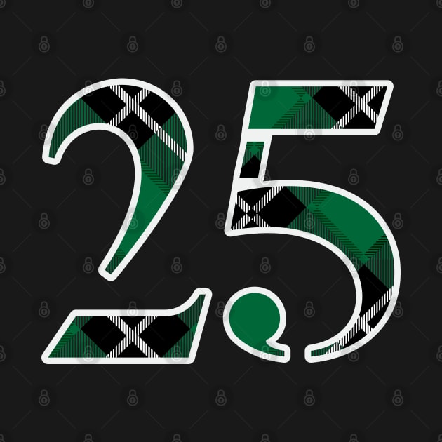 25 Sports Jersey Number Green Black Flannel by Design_Lawrence