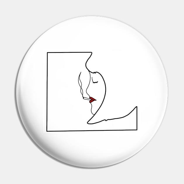 Minimalist Smoking Lady Line Art (White) Pin by jocela.png