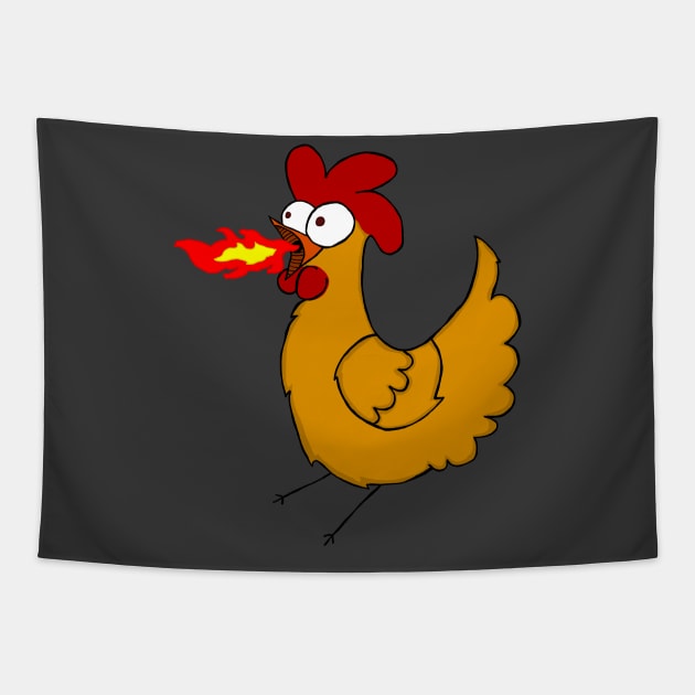 Gilbert the Fire Breathing Chicken of Doom Tapestry by mm92