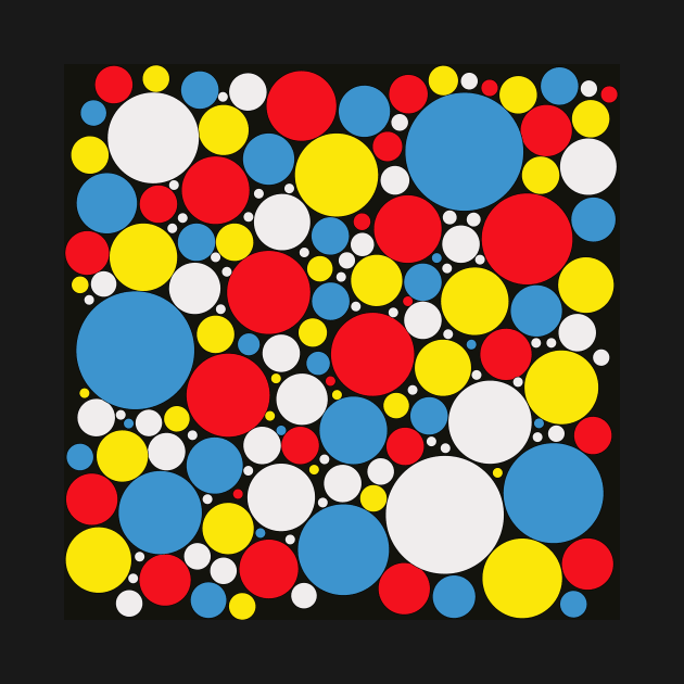 red blue white and yellow pop art polka dot pattern by pauloneill-art
