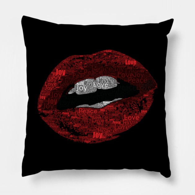 Typography Red Lips Design by InsideLuv Pillow by InsideLuv