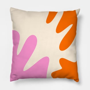 Abstract modern shapes orange, pink and cream Pillow