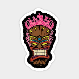 Tiki Mask with Pink Fire Magnet