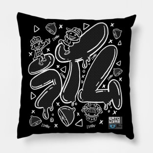 L1M0N Graffiti 6AT0W3AR Anniversary Tee ( White Linework) Pillow